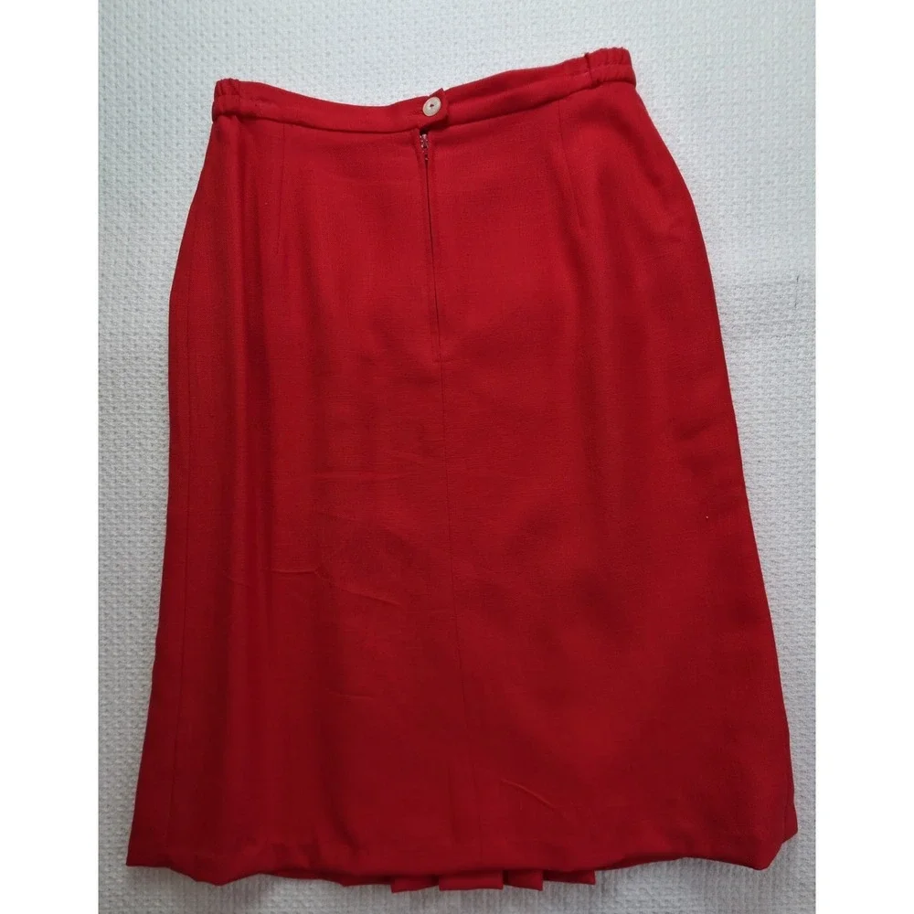 Christian Dior The Suit Women's 12 Red Rayon Blazer Skirt 2Pc Set Vintage